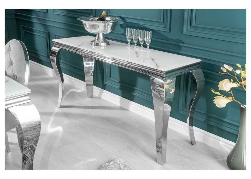 Konsola do przedpokoju, chromowana w stylu Glamour 2 kolory-120cm