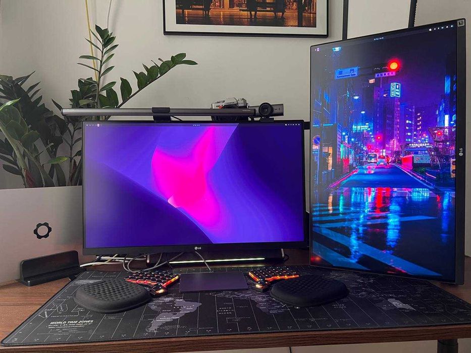 Dois Monitores LG UltraFine 4K 27" + Suporte Duplo - Setup Completo