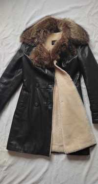 Куртка женская зимняя кожаная с натуральным мехом