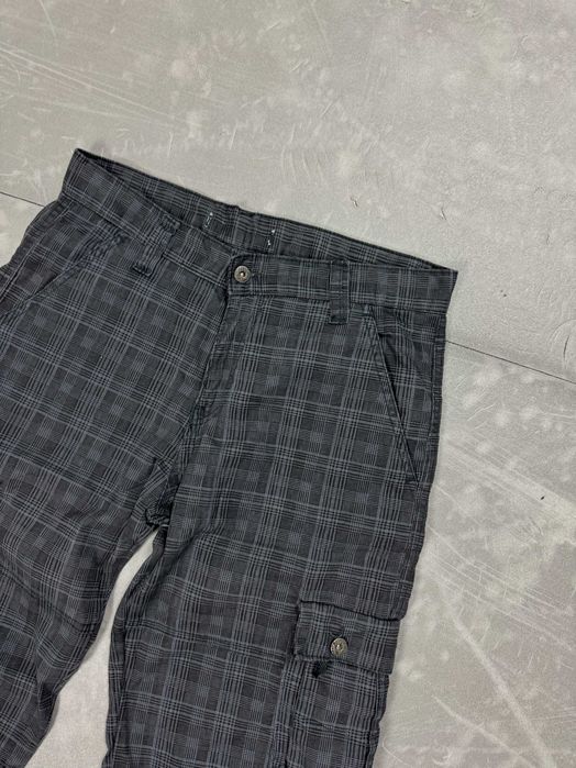 Cargo krótkie spodenki jeansowe w kratkę 90s (M/L) 80s y2k szorty