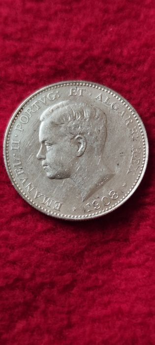 Moeda em prata da monarquia portuguesa de 500 réis D. Manuel II