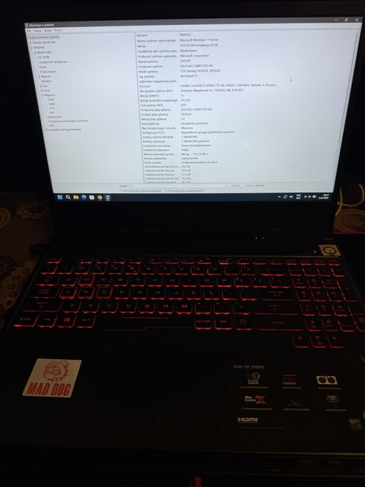 Laptop ASUS FX505GE i5-8300H/GTX 1050Ti/24GB RAM/1TB HDD/512 SSD/WIN11