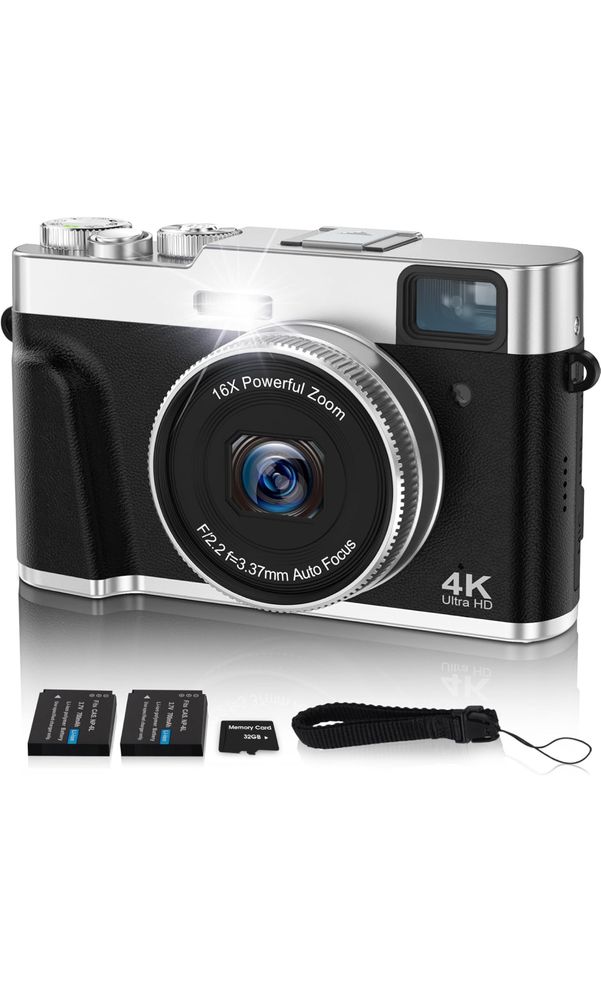 4K Digital Camera Auto Focus 48MP Vlogging Video for YouTube