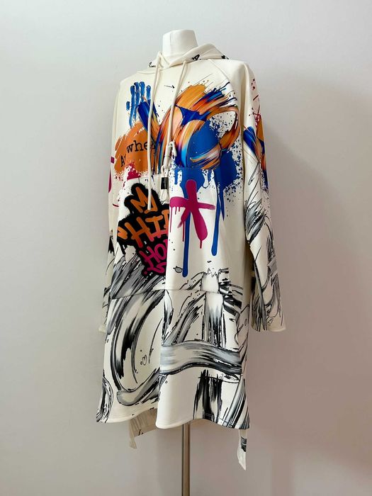 Niepowtarzalna, nowa sukienka-bluza w stylu streetwear, włoska