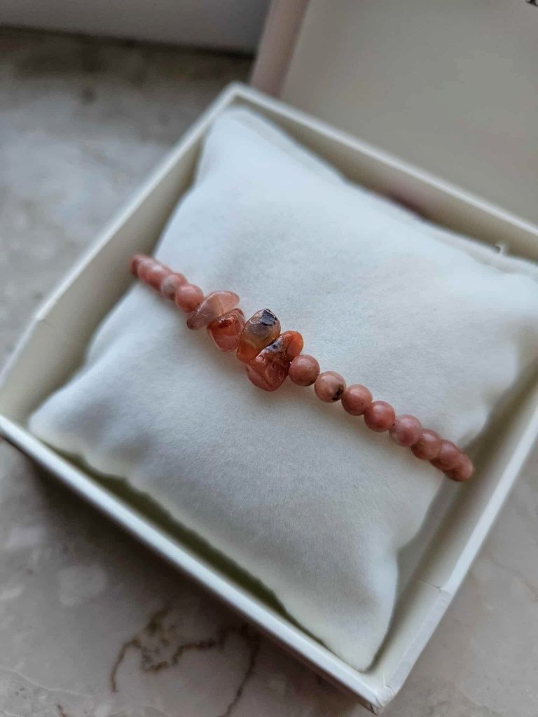 Bransoletka handmade pomarańczowa kamien słoneczny karneol