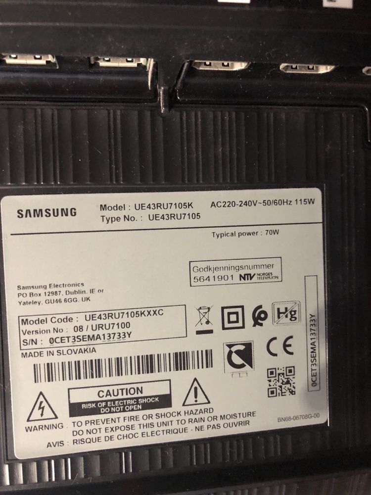 Запчасти к телевизору Samsung UE43RU7105K