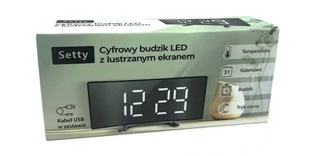 Cyfrowy budzik LED z lustrzanym ekranem Setty