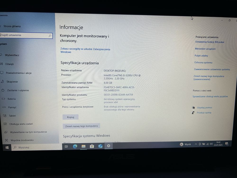 Asus A555L (i5 5th, 8GB RAM, SSD 240GB)