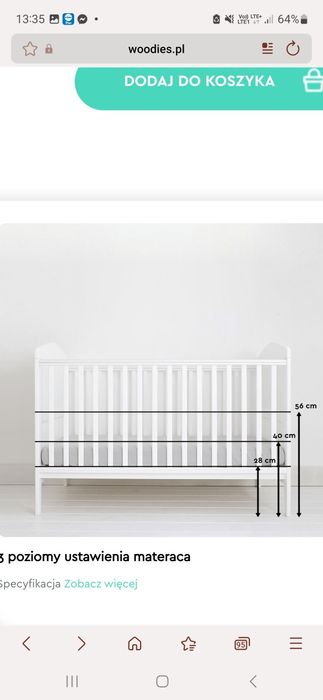 łóżeczko niemowlęce/dziecięce 2w1 Woodies Hampton Cot Będzie 140x70