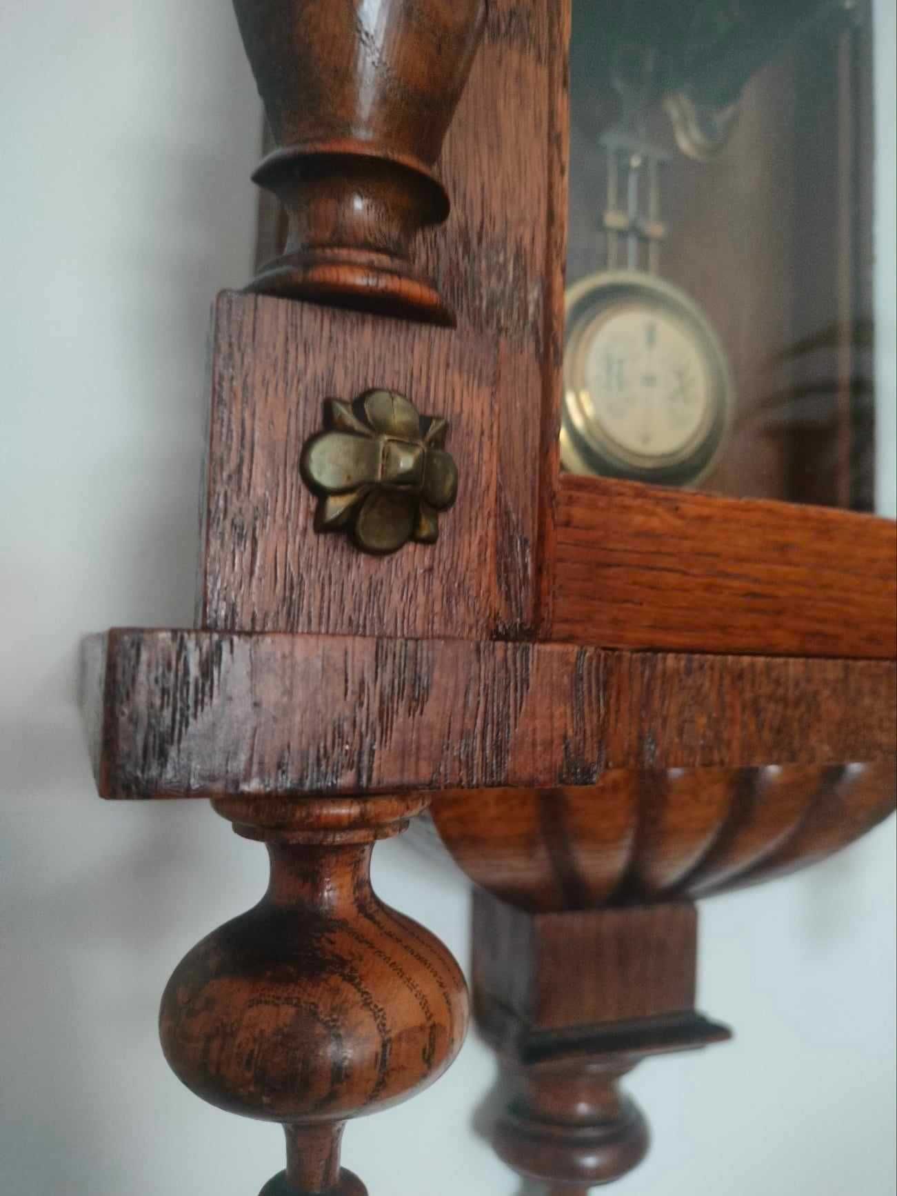 Dębowy antyczny zegar Junghas 1895 r.