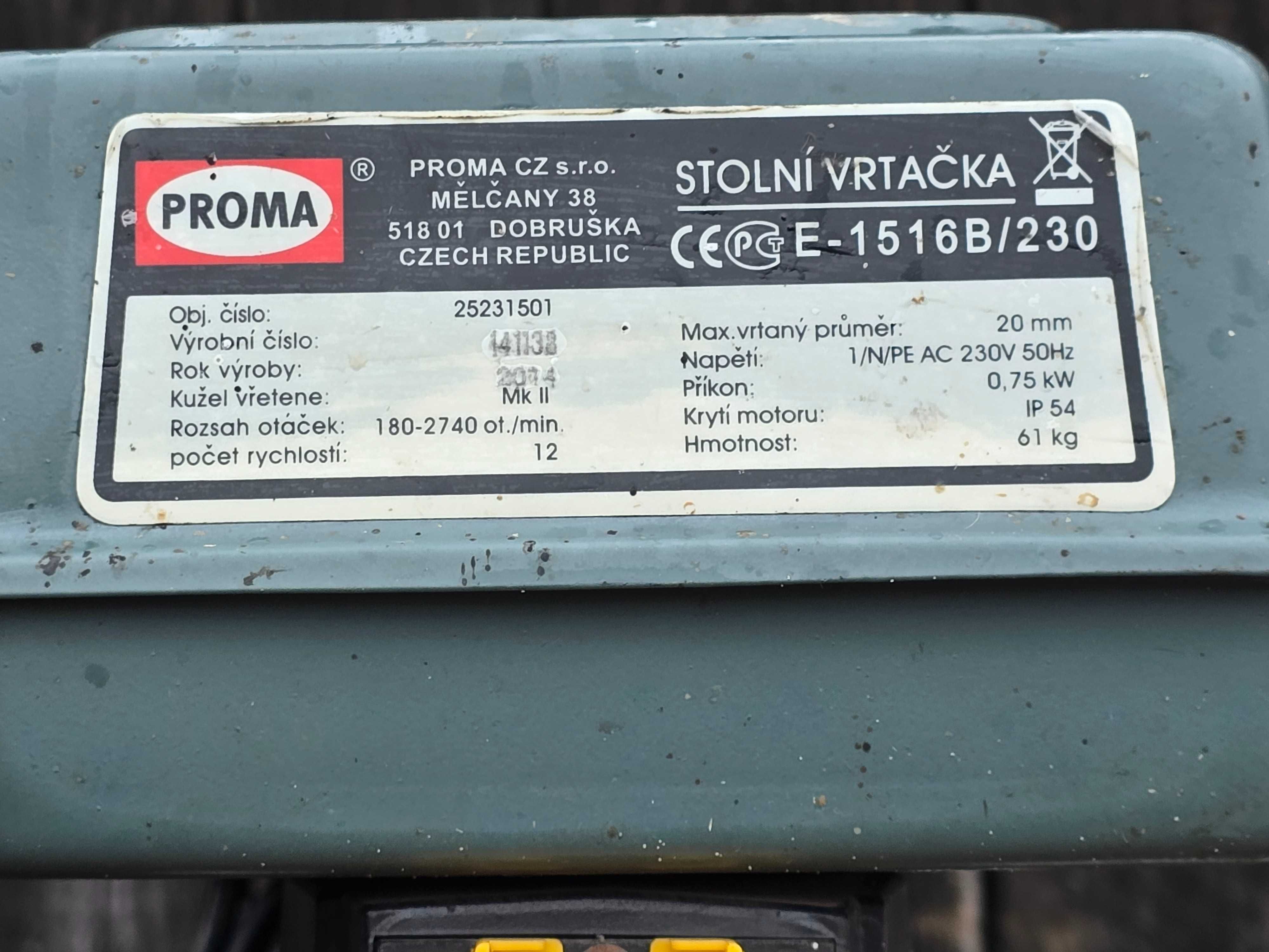 Wiertarka Stołowa PROMA 1516B/230 bardzo mało używana  okazja