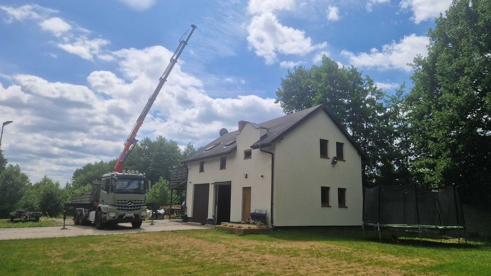 HDS dźwig dach więźba wywrotka