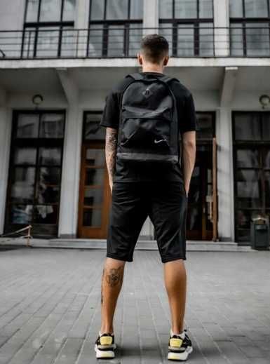 Черный рюкзак с вышитым логотипом Nike (Найк) -Стильный, вместительный