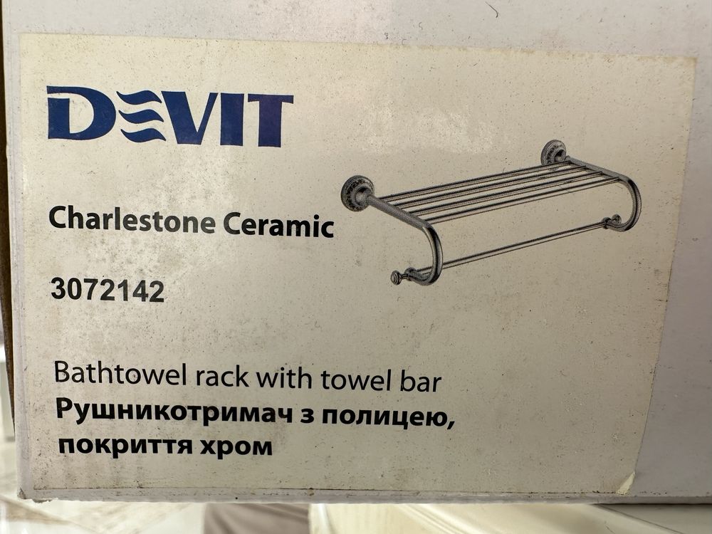 Полиця з тримачем для рушників Devit Charlestone Ceramic (Італія)
