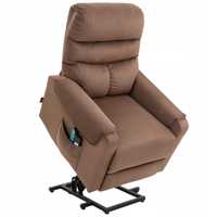 Fotel rozkładany Elektrycznie brązowy masaż podgrzewany relaksacyjny