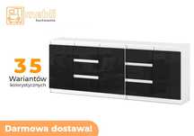 Komoda Best Agnes 200cm Darmowa Dostawa Biały Mat Czarny połysk Tania