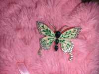 Broszka zielony motyl