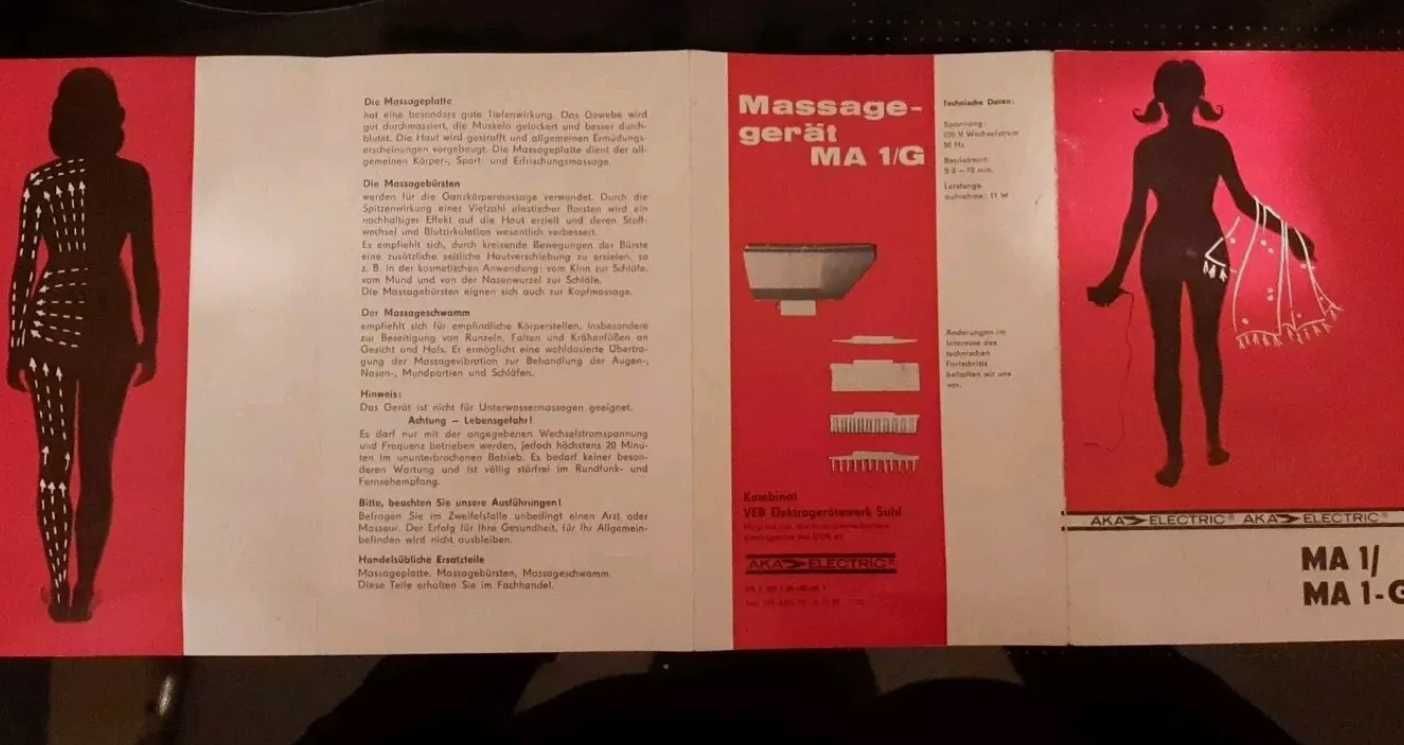 Массажный аппарат MA 1/G AKA-Electric - эпоха ГДР   с футляром