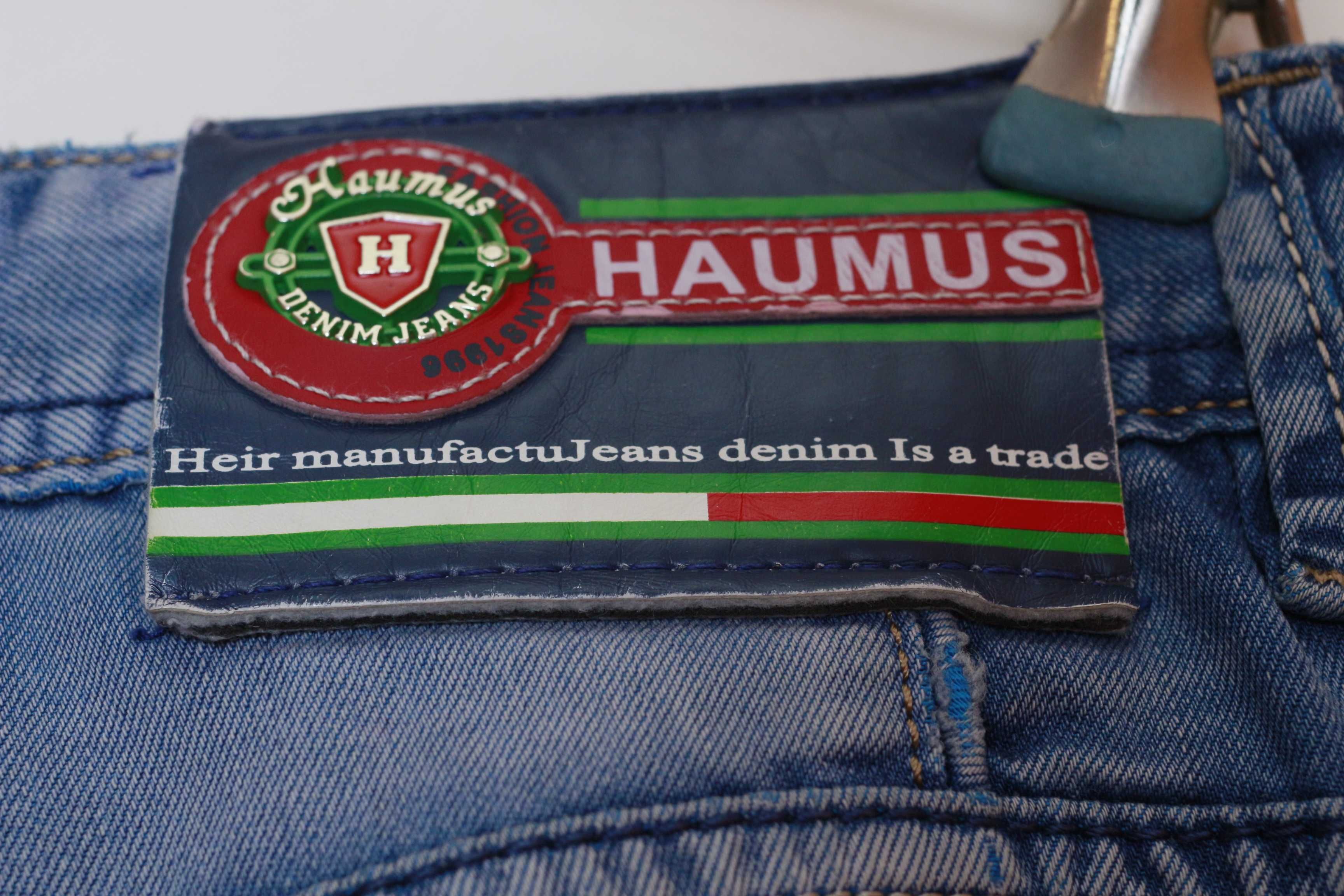 Jeansy Haumus 35 indygo spodnie szer pas 42cm dług 113cm