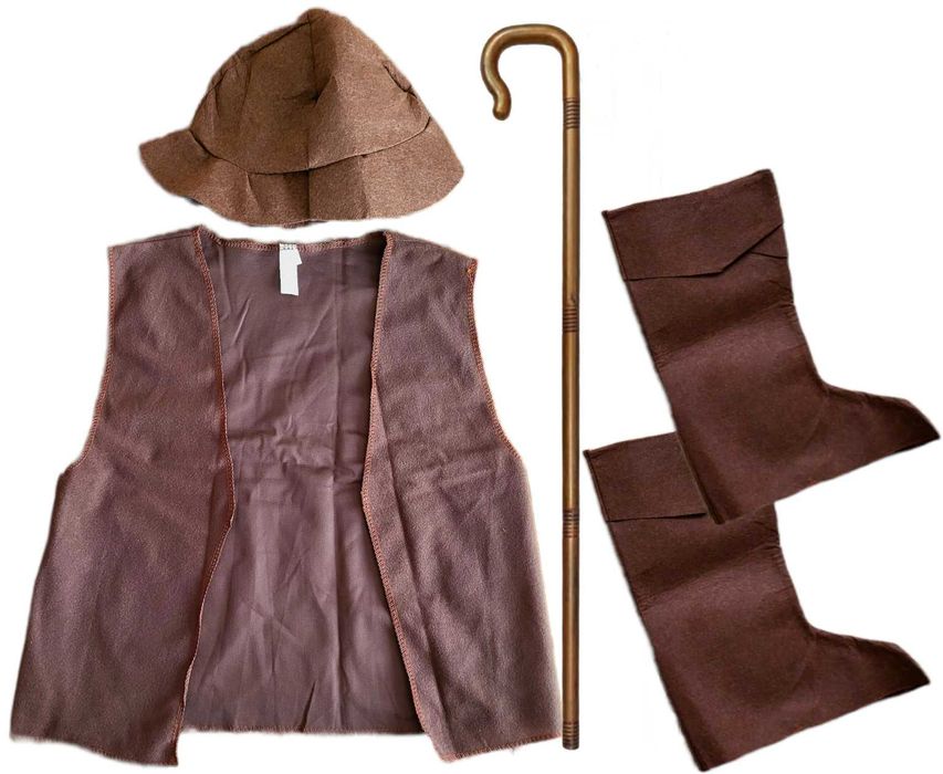 zestaw dla pastuszka jasełka szopka kamizelka czapka laska nak na buty