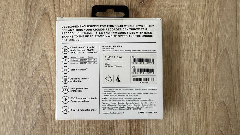 Angelbird AtomX 4K RAW 2 TB - NOWY - pojemność – 2TB