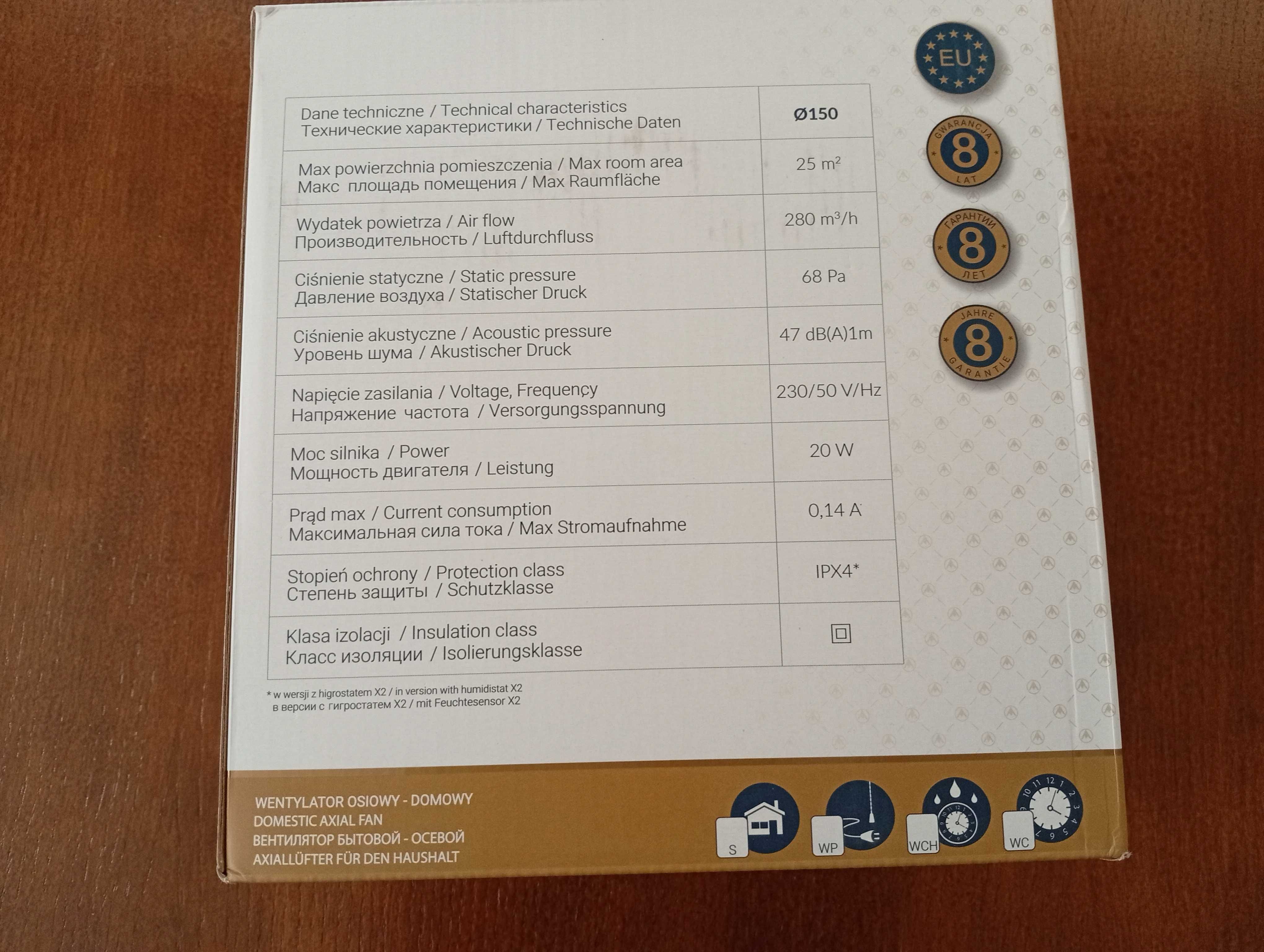 Wentylator Dospel, fi 150, wyłącznik pociągany, przewód zasilając,nowy