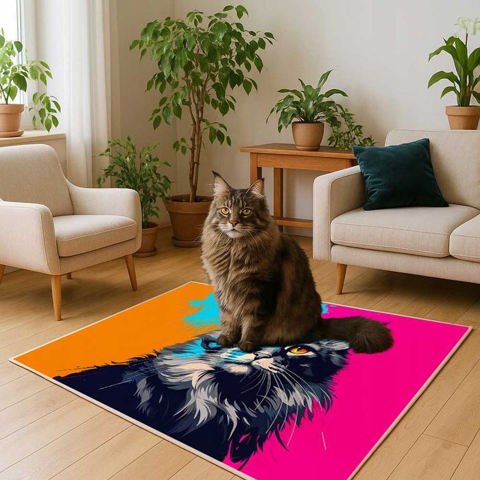 NOWY Dywan Kolorowy Villago MainCoon 3D 140x200 cm Do Pokoju