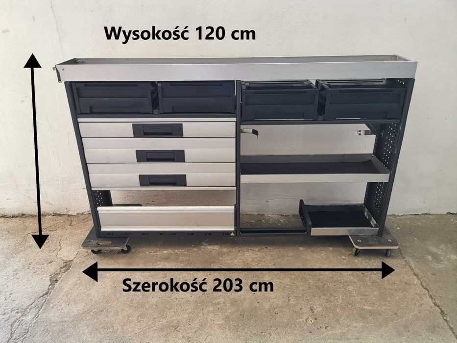 Regały szafki półki do busa zabudowa serwisowa warsztatowa ZESTAW BOTT