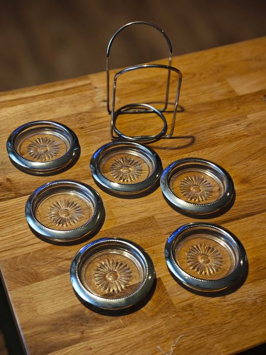 Zestaw 6 kryształowych podstawek Vintage