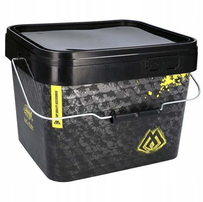 Wiadro wędkarskie 10 l na zanętę przynęty prostokątne z pokrywką Mikad