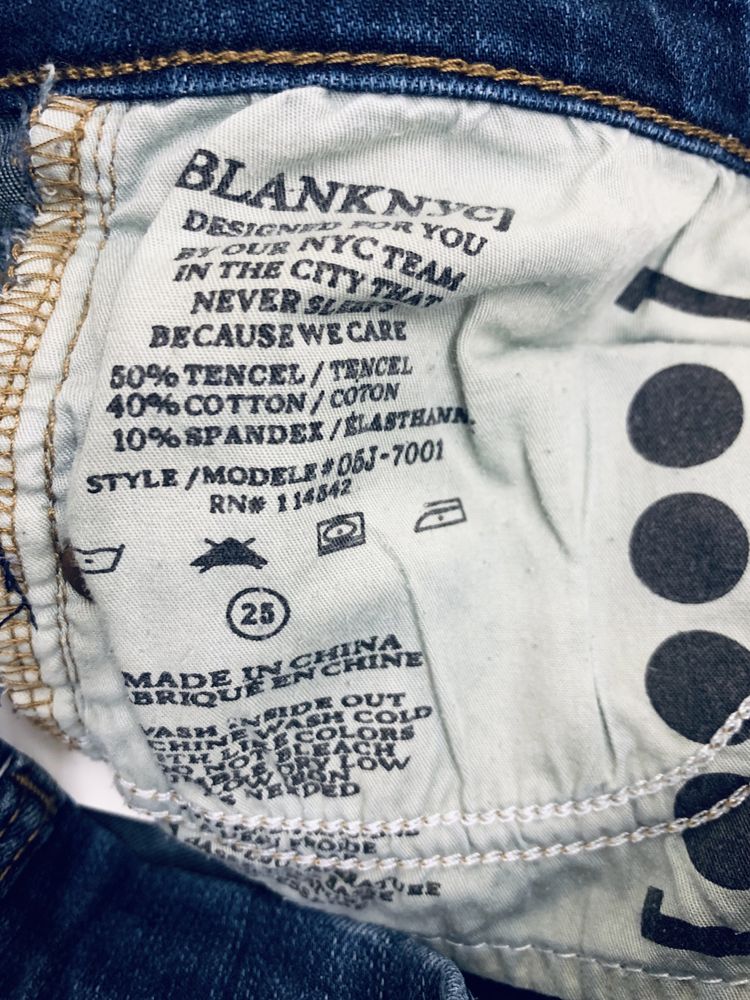 Джинси скіні BLANK NYC сині по фігурі джинсы скинни рваные котоновые S