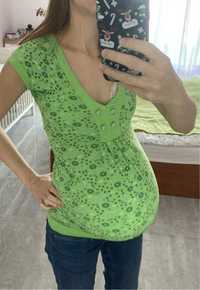 Bluzka ciążowa koszula zielona w kwiaty