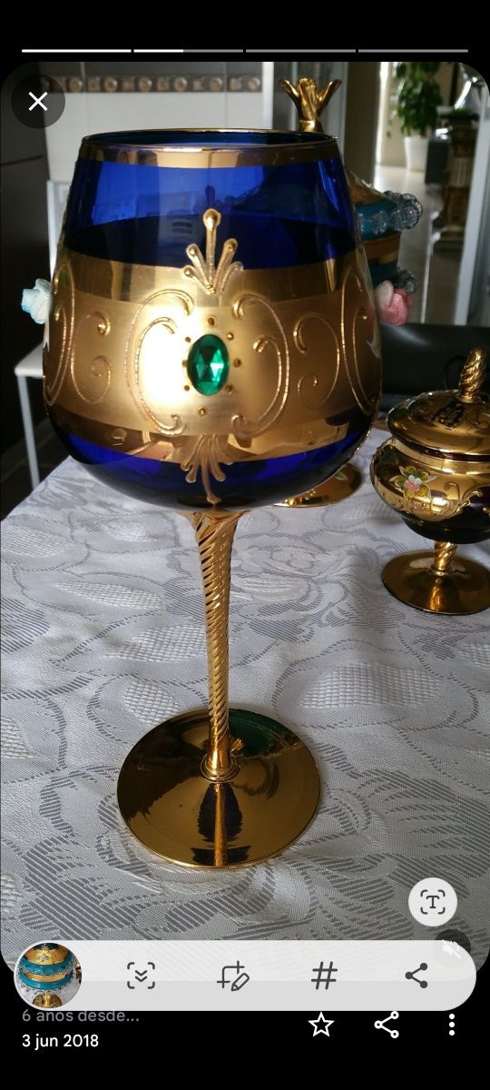 Compoteiras de cristal italiano com ouro de 1960