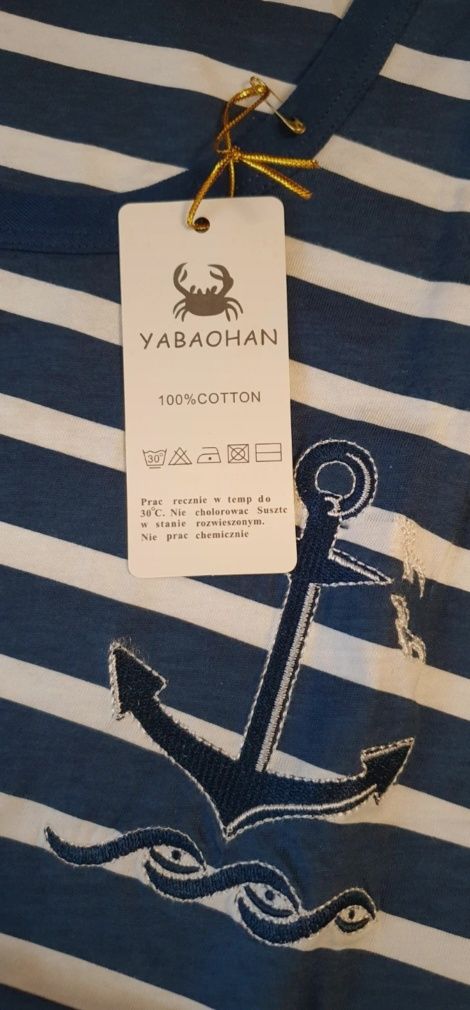 Piżama damska 4xl krótkie spodenki bluzka na naramkach marynarski styl