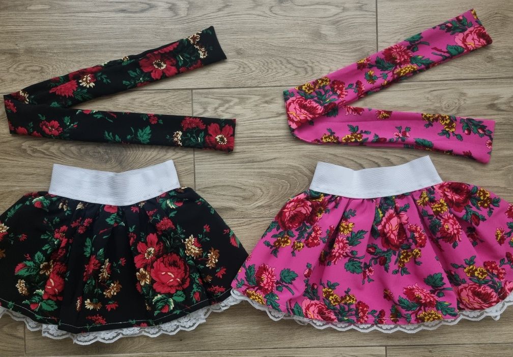 2 x Spódniczka góralska cleo tiul wstążki dziewczynki 1-4l Bliźniaczki
