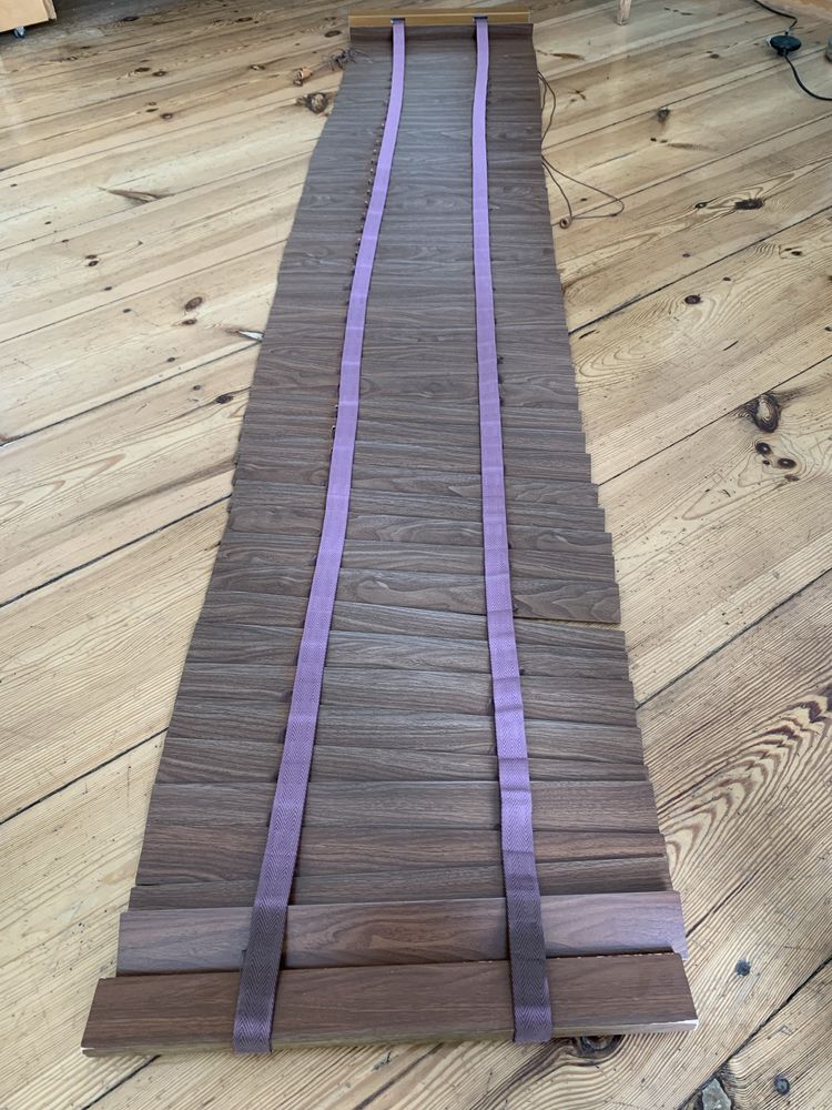 Żaluzje drewniane szerokie listwy (4cm) wysokie okna 230cm,