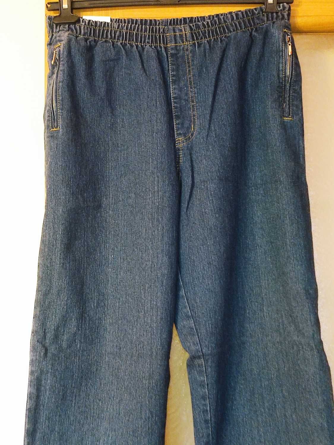 Spodnie damskie jeansowe na gumie rozm. L 40 granatowe nowe