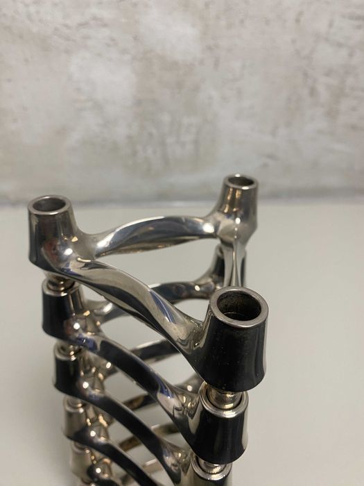 Świeczniki modułowe vintage chromowane bauhaus design Stoff & Nagel