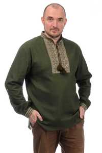 Чоловіча вишиванка колір хакі (Мужская сорочка вышиванка) цвет хаки