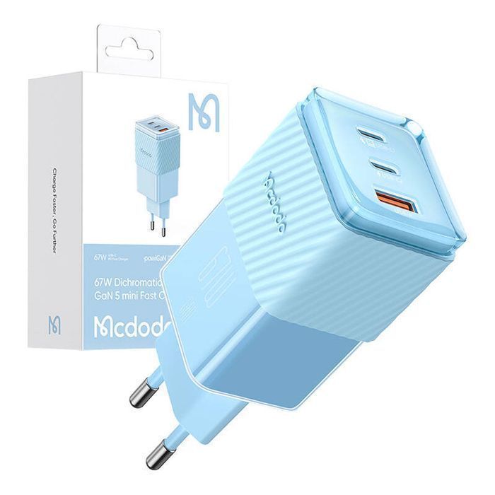Ładowarka Sieciowa Gan 67W Mcdodo Ch-1503 2X Usb-C, Usb-A (Niebieska)