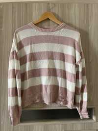 Sweterek w paski różowo-biały