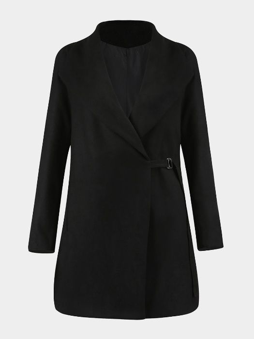Чорне пальто на запах Yoins приталеного силуету, розмір XS