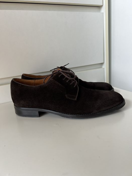 Brązowe skórzane zamszowe półbuty Gino Rossi