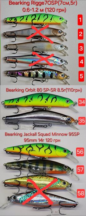 Воблери bearking(Rudra, Varuna, Orbit, Rigge,Squad Minnow,