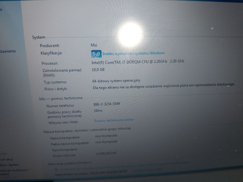 Laptop msi Gt 683 grafika 6 gb  dysk ssd 512 dysk 1 tb 10 GB ram
