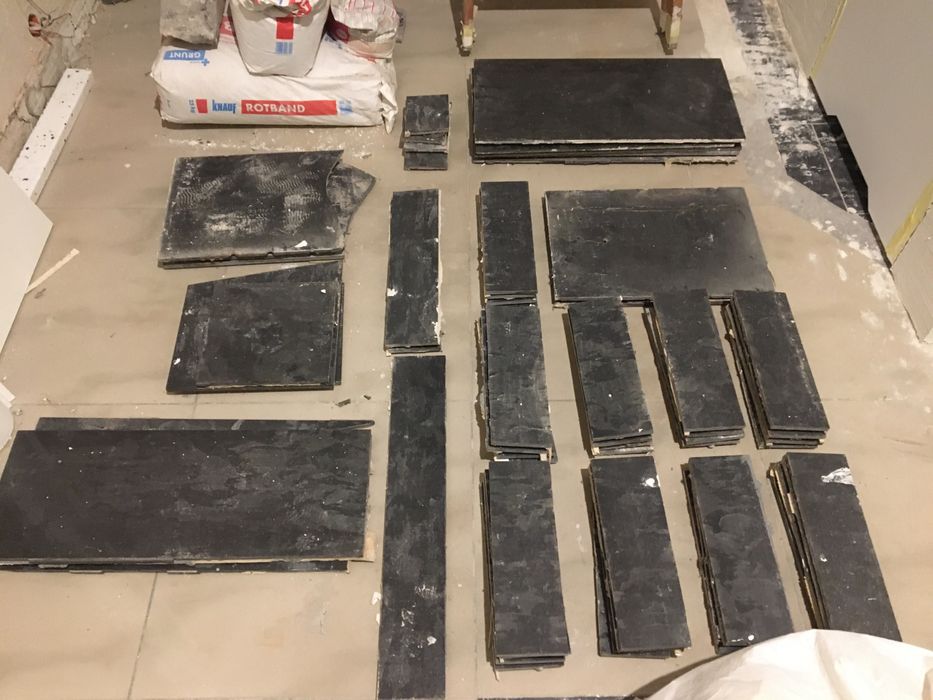 Płytki, gres, czarny kamień, mat/połysk, używane.