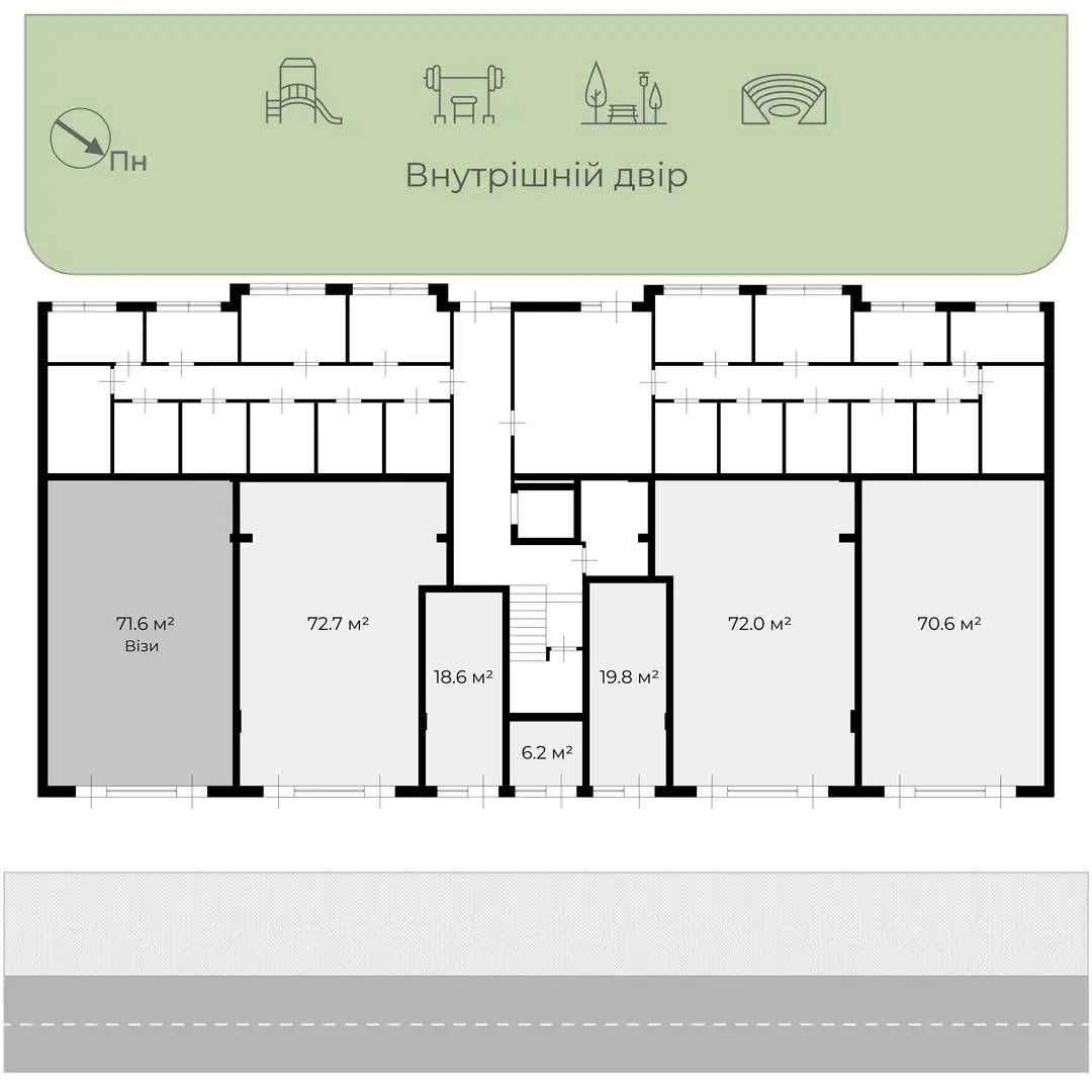 Оренда приміщення 71.6 м² у ЖК Park Land | 1 поверх - PLK 049