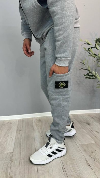 Костюм чоловічий на флісі зіп худі і штани Стоне