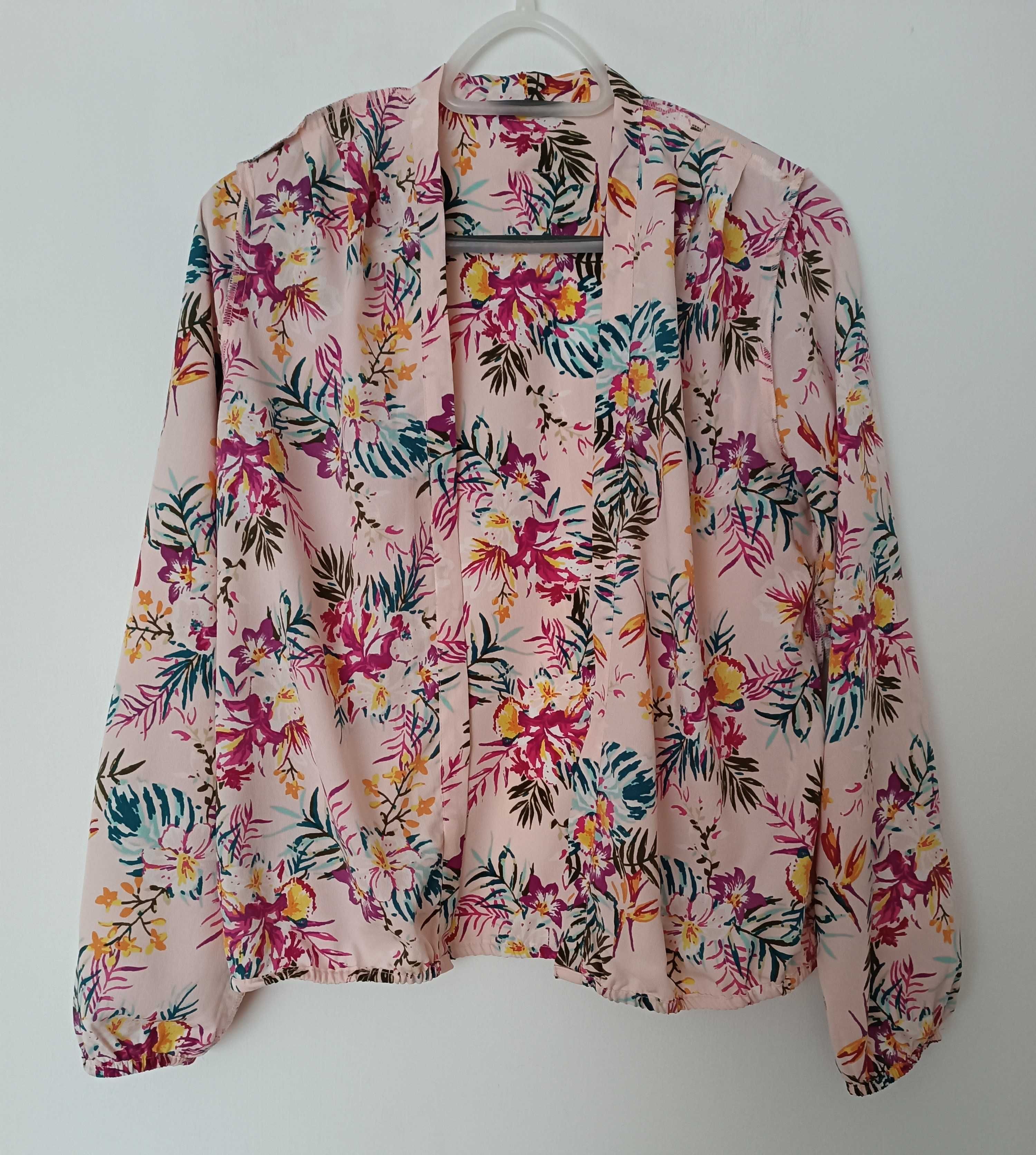 Narzutka/ bluzka koszulowa różowa w kwiaty rozmiar S