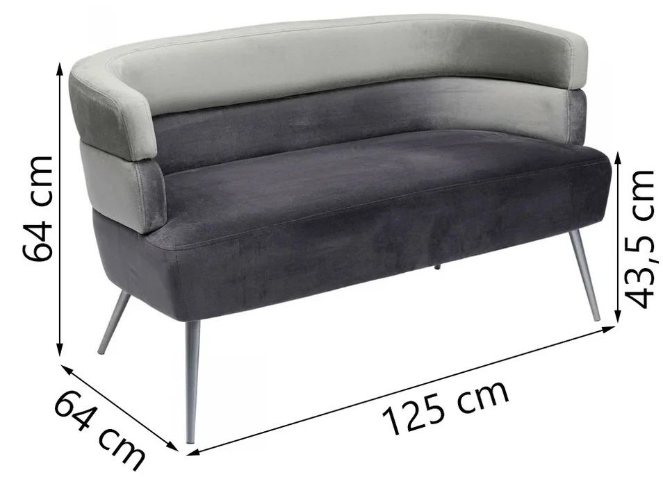 Sofa 2-osobowa KARE szara 125x64 cm